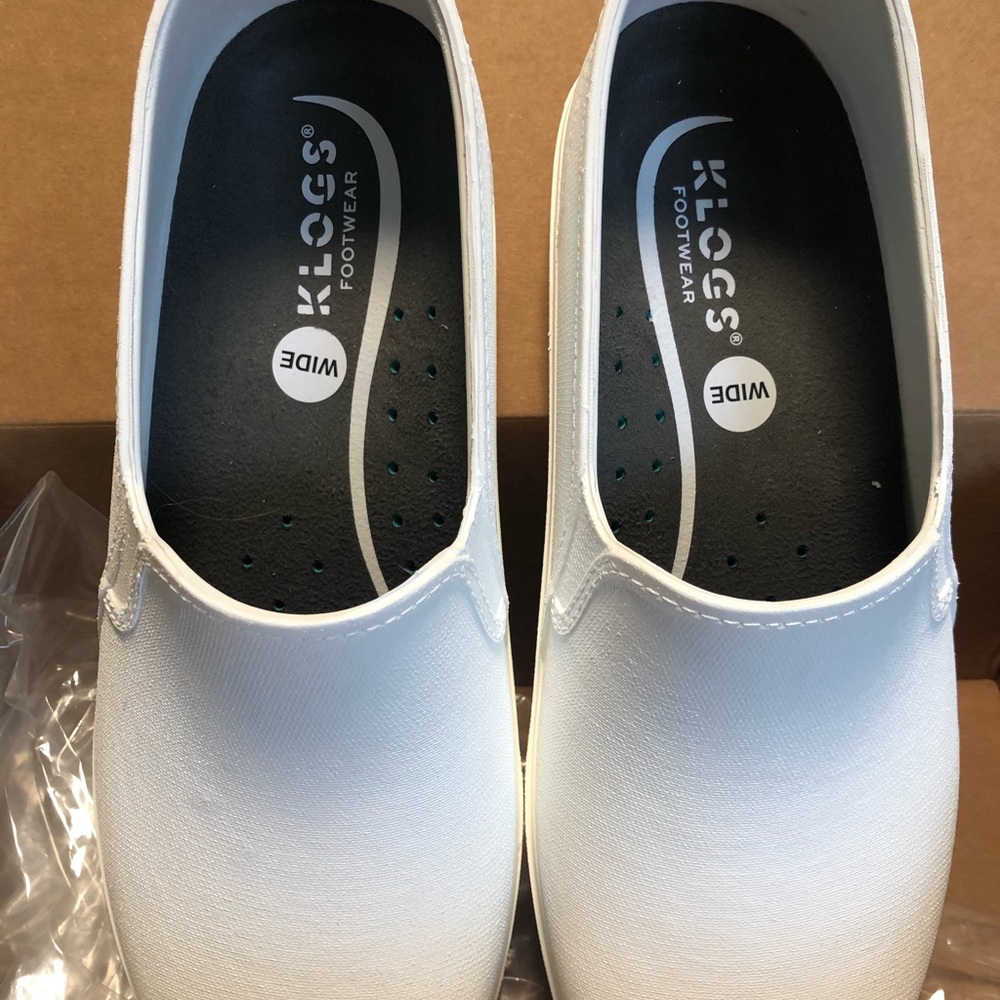 KLOGS brand brand NEW- white slip on shoes.